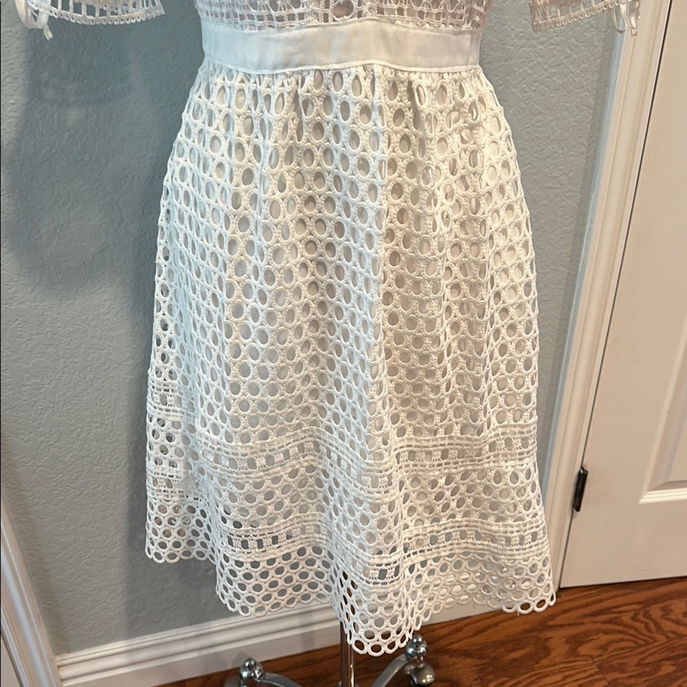 Simply Couture Sz Large (Juniors) White A-Line Lace Midi Dress • NWT! - Picture 3 of 12